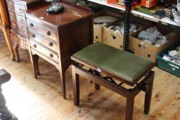 Early 20th Century three drawer music cabinet and adjustable music stool (2).
