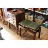 Early 20th Century three drawer music cabinet and adjustable music stool (2).