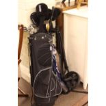Longridge golf bag and set of twelve clubs and a Dunlop golf trolley.