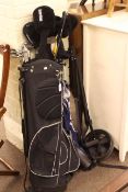 Longridge golf bag and set of twelve clubs and a Dunlop golf trolley.