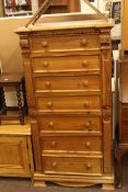 Continental pine seven drawer chest 137cm x 71cm.