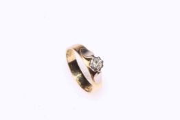 18 carat gold solitaire diamond ring, size N.