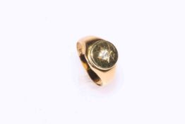 Gents 18 carat gold and diamond ring, size O.