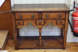 Period style oak five drawer potboard dresser, 72.5cm by 91.5cm.