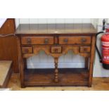 Period style oak five drawer potboard dresser, 72.5cm by 91.5cm.