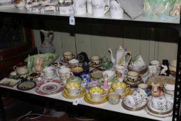 Shelf collection of Sylvac, Belleek, Torquay Ware, Royal Grafton, etc.