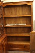 Hardwood two drawer, four tier open bookcase 191cm x 121cm.