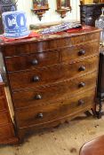 Victorian mahogany bow front chest of two short above three long drawers on splayed legs,