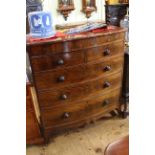 Victorian mahogany bow front chest of two short above three long drawers on splayed legs,