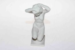 Bisque nude figurine, signed K. Tutter, 16cm.