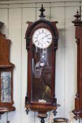 Vienna wall clock in mahogany stained and ebonised case,