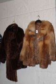 Two ladies fur jackets and stole.