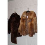 Two ladies fur jackets and stole.