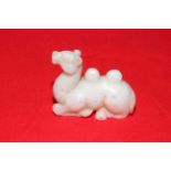 Chinese carved jade recumbent camel, length 8cm.