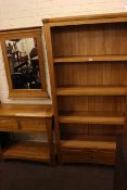 Light oak two drawer, four tier open bookcase 179cm x90cm,