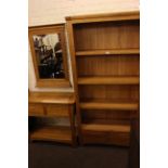 Light oak two drawer, four tier open bookcase 179cm x90cm,