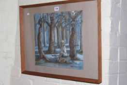 Tree creatures, watercolour drawing, monogrammed E.H., in glazed frame 45cm x 60cm including frame.