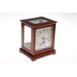 Mahogany framed four glass sided mantel clock 19cm.