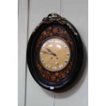 Late 19th Century French inlaid oval wall clock,