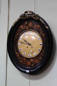 Late 19th Century French inlaid oval wall clock,