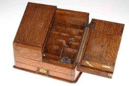 Late 19th Century/early 20th Century Oak slope front stationery box, 30cm.