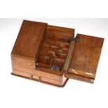 Late 19th Century/early 20th Century Oak slope front stationery box, 30cm.