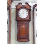 Early 19th Century oak and mahogany wall clock, having circular white dial, signed Jas.