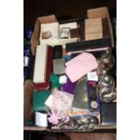 Box with jewellery, collectables, souvenir spoons etc.