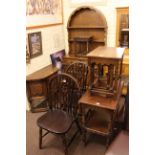 Old Charm dome top dresser 180cm x 92cm, Old Charm hall cabinet, nest of three oak tables,