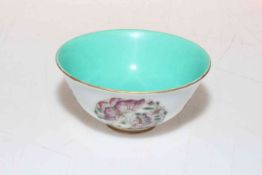 Chinese Republic medallion bowl decorated with butterflies in four roundels, 9cm diameter.