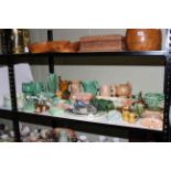 Shelf collection of Sylvac including wall plaques, planters, vases, jugs, etc.