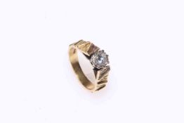 18 carat gold, solitaire diamond ring, size M.