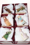 Collection of six limited edition Bronte porcelain Kate Greenaway candle extinguishers,