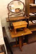 Victorian mahogany toilet mirror, folding table, occasional table and two stools (5).