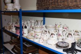 Collection of Capodimonte floral encrusted china including teapots, jardinieres and stands,