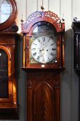 Early 19th Century mahogany eight day longcase clock, having painted arch dial signed W.