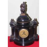 19th Century black marble 'architectural' design mantel clock,