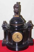 19th Century black marble 'architectural' design mantel clock,