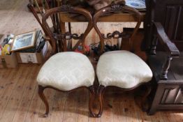 Pair Victorian walnut cabriole leg parlour chairs.