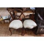 Pair Victorian walnut cabriole leg parlour chairs.