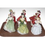 Six Royal Doulton ladies; Top o' the Hill X 2, Autumn Breezes, Fair Lady, Jean and Sandra.