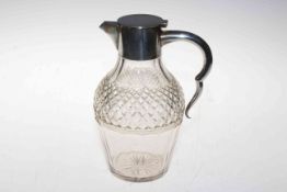 Silver mounted cut glass claret jug, Birmingham 1913 by John Sherwood & Sons, 20cm.