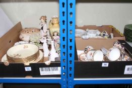 Three boxes of teaware, Doulton figure 'With Love', Poole dish, Two Lladro plaques, etc.