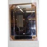 Rectangular gilt framed marginal wall mirror, 100cm by 75cm overall.