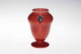 Moorcroft for Liberty Flamminian vase with foliate roundels on red ground, incised signature, 13.