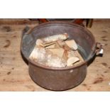Large copper two handled log bin, 57cm by 32cm.