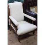 Late Victorian oak Gents chair on turned legs.