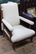 Late Victorian oak Gents chair on turned legs.