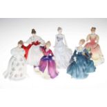 Five Royal Doulton figures including Melissa and 1993 Sarah, and Royal Worcester 1998 Isabelle (6).