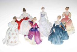 Five Royal Doulton figures including Melissa and 1993 Sarah, and Royal Worcester 1998 Isabelle (6).